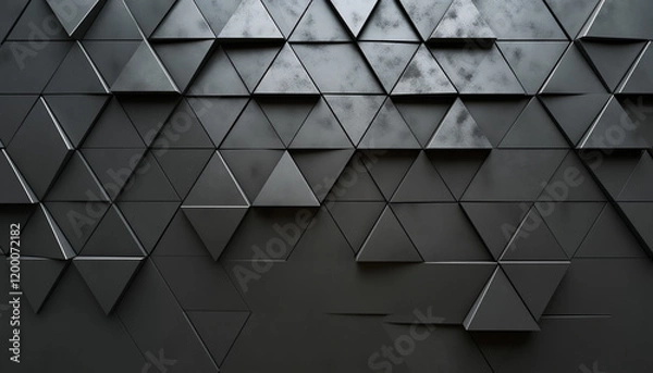 Fototapeta Abstract dark, black, triangular background, corrosion texture, polygonal pattern