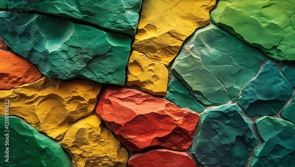 Fototapeta "Vibrant Abstract Backgrounds in Green, Yellow, Orange, and Red, Creating an Energetic and Dynamic Composition with Bold, Warm Tones for a Striking Visual Impact"

