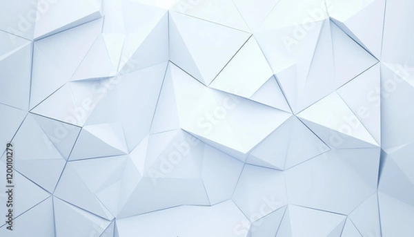Fototapeta White abstract geometric triangular background, paper soft polygonal pattern