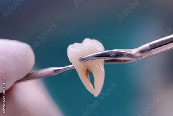 Obraz Dentist performs tooth extraction while patient is cared for in a clinical environment with expertise and precision