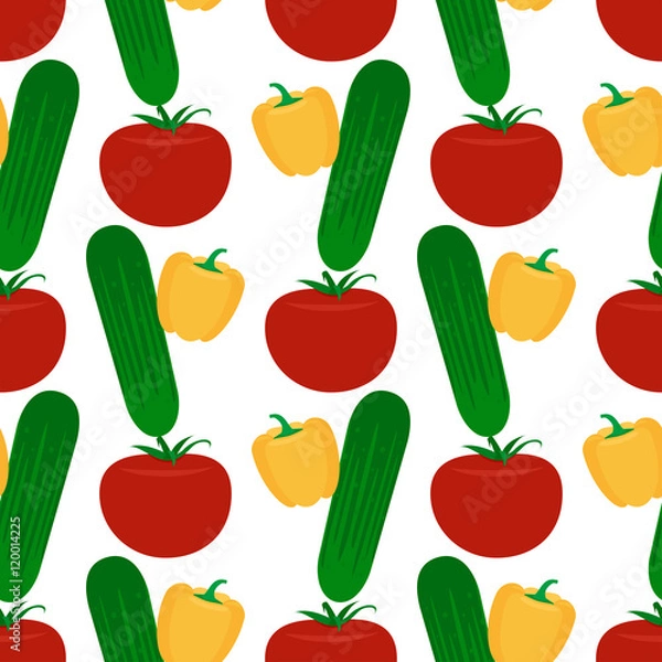 Fototapeta Vegetables flat vector seamless pattern