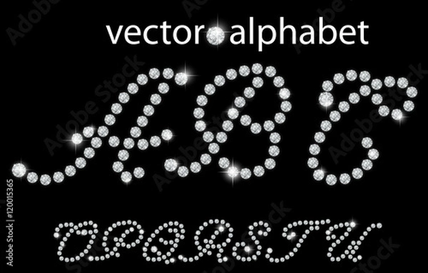 Fototapeta Diamond alphabet, letters from O to U, vector illustration