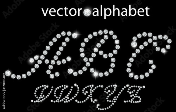 Fototapeta Diamond alphabet, letters from V to Z, vector illustration