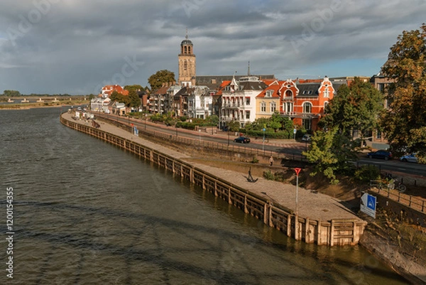 Fototapeta Deventer, Netherlands - September 19th, 2022: Panorama of Deventer, Hanseatic city in the Netherlands.