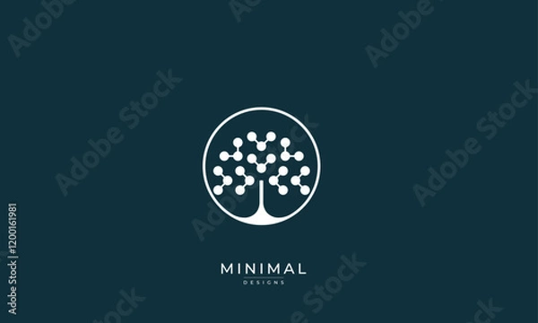 Fototapeta molecule tree logo design / connection technology / digital technology tree logo / dots joined tree 