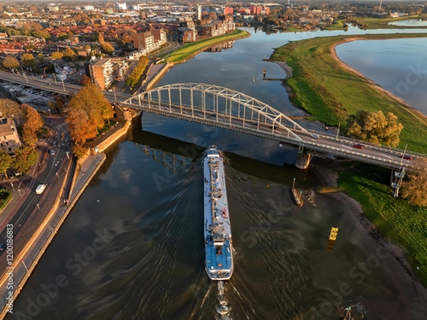 Fototapeta Aerial view to the city of Deventer in the Netherlands