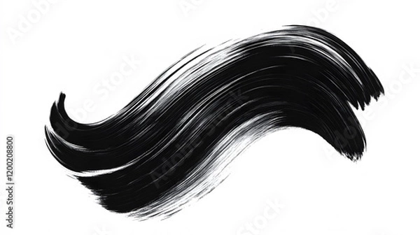 Fototapeta Black ink paint brush stroke isolated on white background