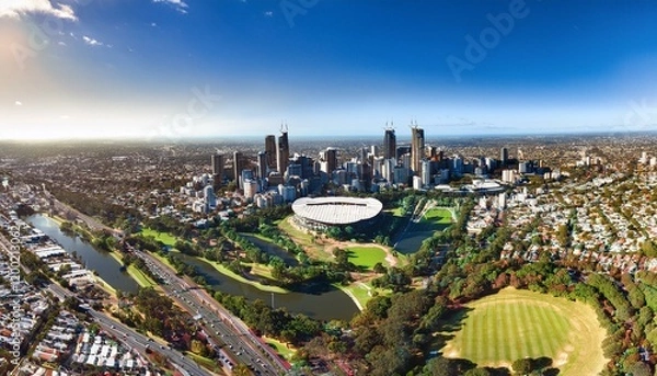 Obraz Aerial View of Melbourne City and Melbourne Cricket Groundd image