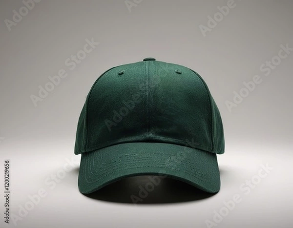 Obraz A plain green baseball cap displayed centrally against a neutral backdrop.