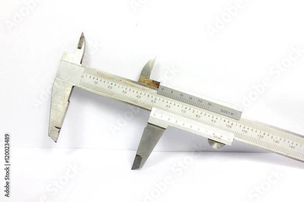 Fototapeta calipers. measuring instrument on white paper Background.
