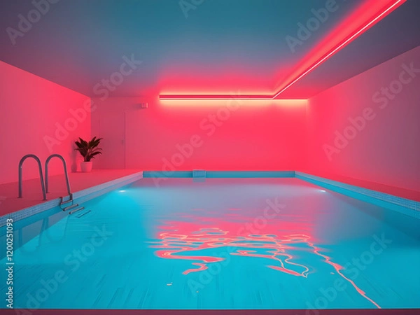 Obraz neon liminal space swimming pool interior