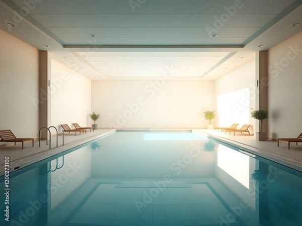 Obraz pastel liminal space swimming pool interior	