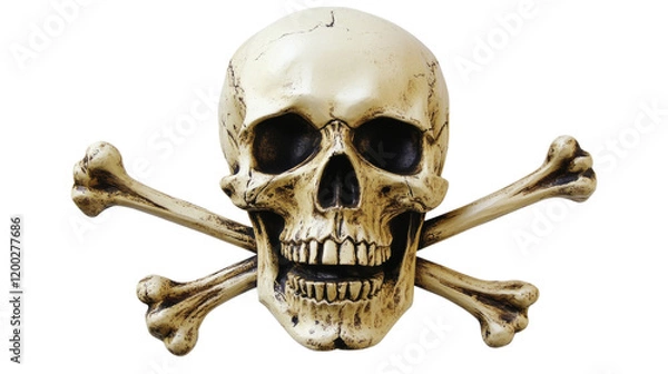 Fototapeta Realistic skull and crossbones, isolated on transparent background