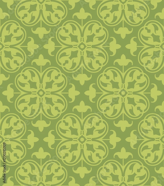 Obraz A vintage retro floral leafy damask pattern based on clover imagery. 