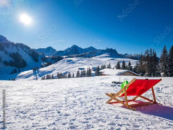 Obraz Mountain landscape in Austria, near Lofer ski resort in winter,