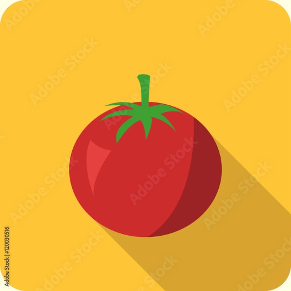 Fototapeta tomato flat icon with long shadow