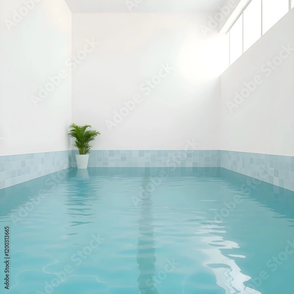 Obraz pastel liminal space swimming pool interior	