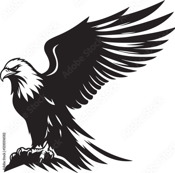 Obraz Eagle icon silhouette vector with white background
