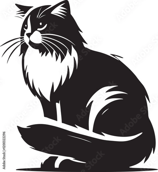 Obraz Beautiful Cat icon silhouette vector with white background