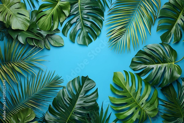 Fototapeta green leaves and space for text 