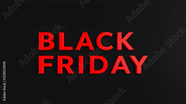 Obraz a 3D writing "BLACK FRIDAY" RED ON A BLACK BACKGROUND. Generative AI