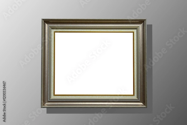 Obraz horizontal wooden picture or painting frame and gray background