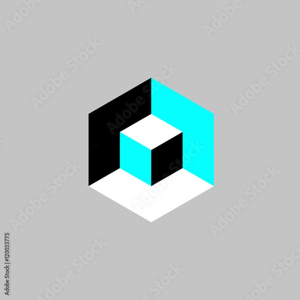 Fototapeta cube minimal logo concept, vector logo template