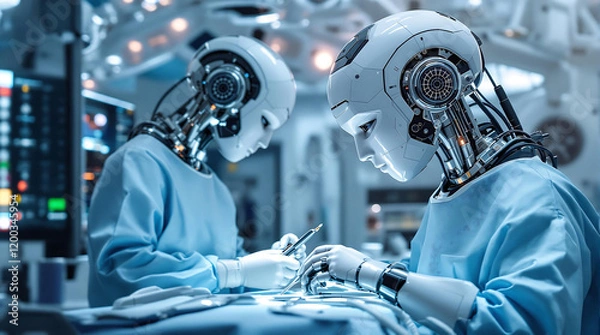 Fototapeta AI-Powered Robotic Surgeon Performing Complex Medical Procedures 