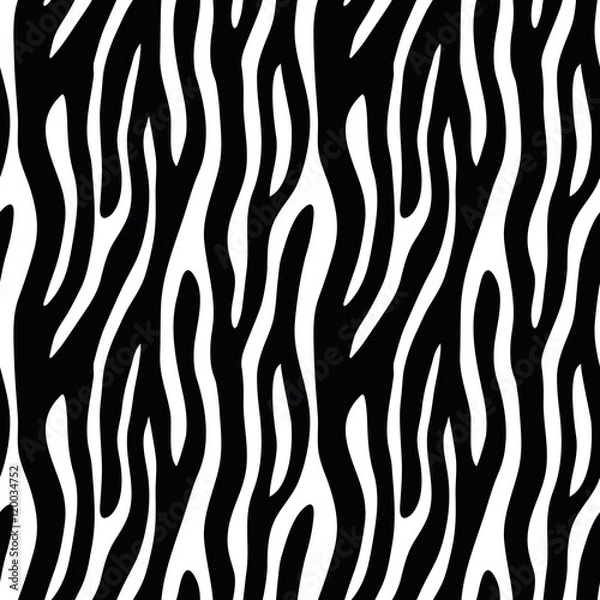 Fototapeta Abstract animal print. Seamless vector pattern with zebra/tiger stripes. Textile repeating animal fur background.