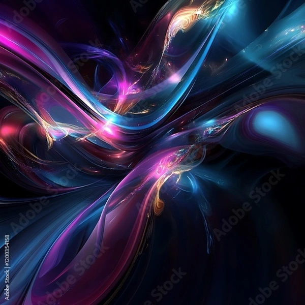 Fototapeta Radiant Abstract Neon Color Explosion Glowing with Bright Patterns