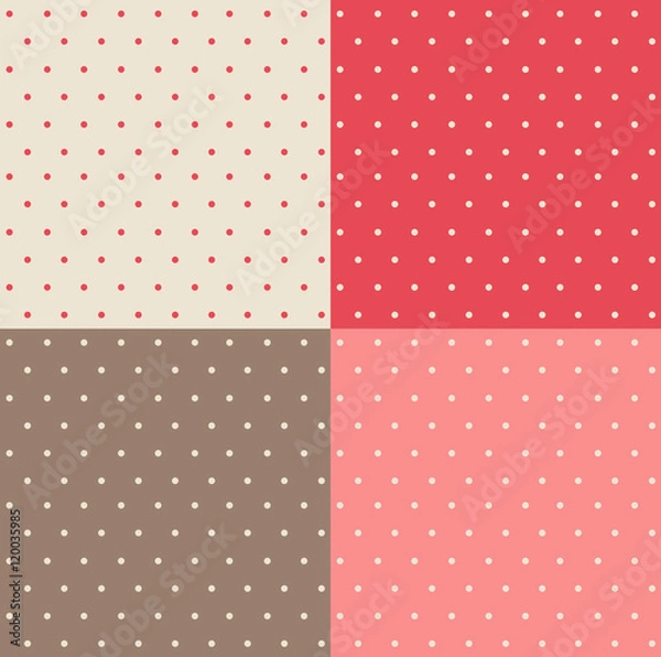 Fototapeta Set of retro patterns with polka dots