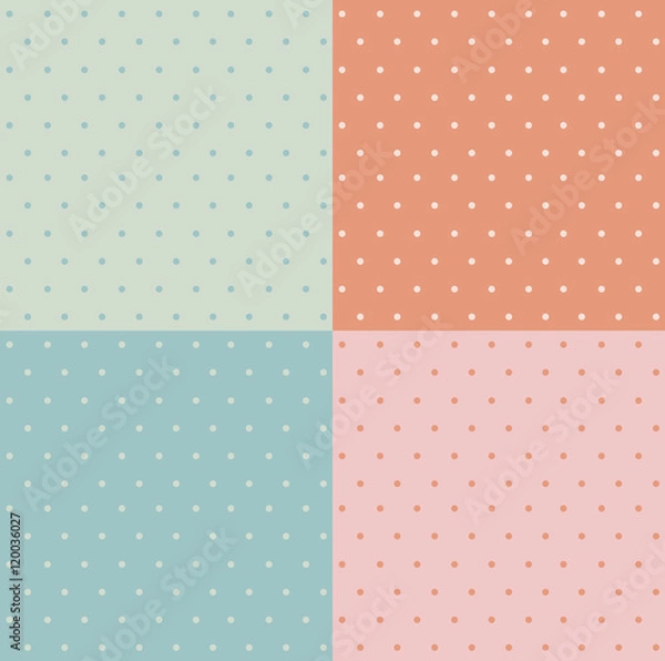 Fototapeta Set of retro patterns with polka dots