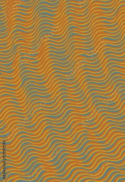 Fototapeta Crafted hand drawn brush line abstract wave pattern, Japanese and Ethnic folk wood carving, engraving, basketry surface texture design, simple oriental graphic for textile, fabric, carpet