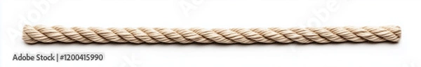 Obraz A long piece of beige rope, isolated on white background