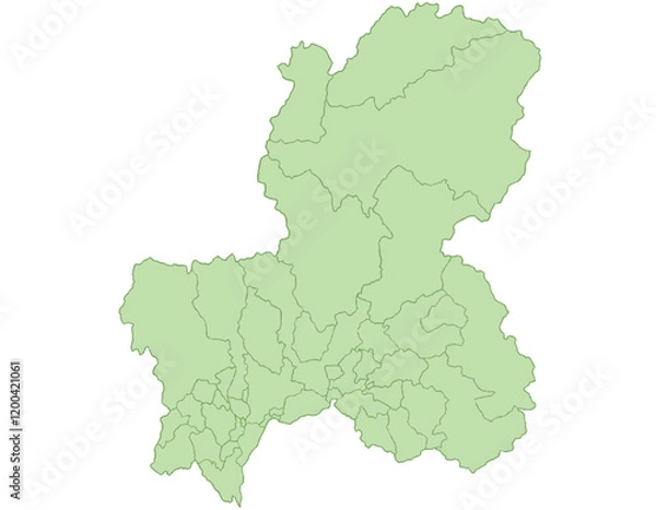 Obraz 岐阜県　黄緑　地図　イラスト