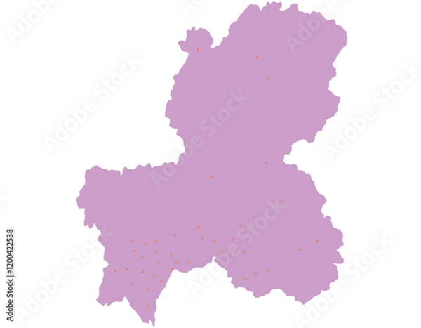 Fototapeta 岐阜県　紫　地図　斑点　イラスト