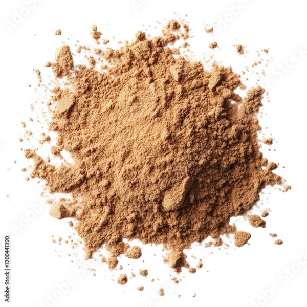 Fototapeta mound of finely ground brown powder. likely a natural ingredient used in cooking. baking. or as a supplement its texture appears soft and slightly clumpy. suggesting it may be a spice. flour. or healt