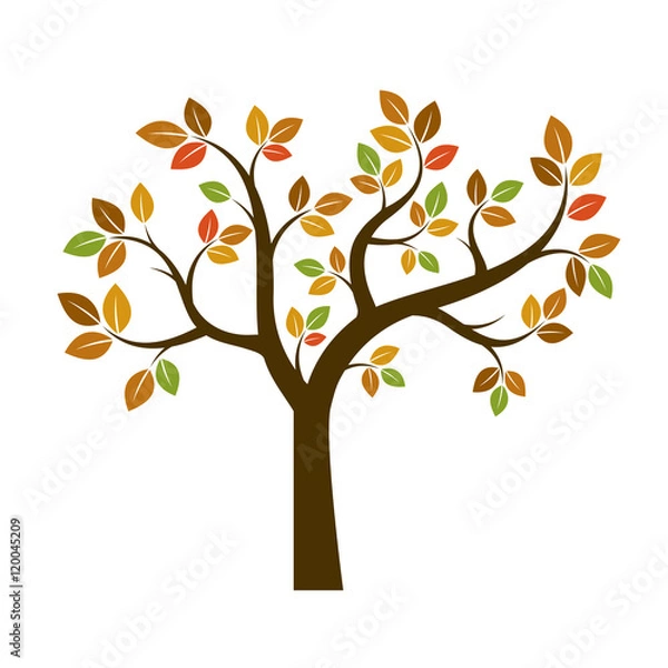 Fototapeta Shape of Autumn Tree. Vector Illustration.