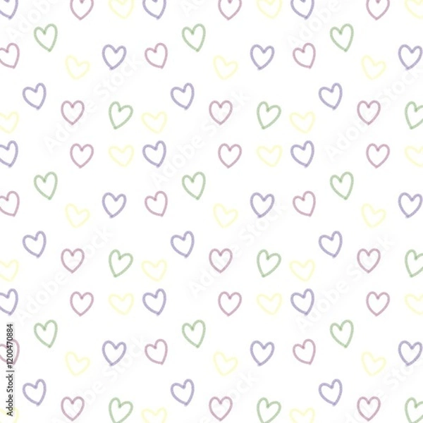 Fototapeta Seamless pattern with love. Hand drawn of colorful heart seamless pattern