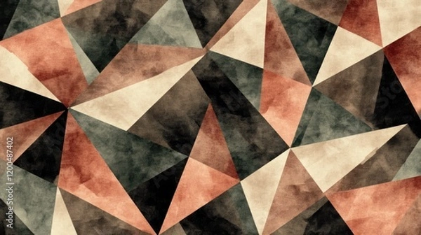 Fototapeta Abstract geometric watercolor triangle pattern.