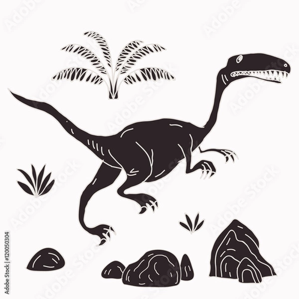 Obraz Vector hand drawn illustration jurassic
