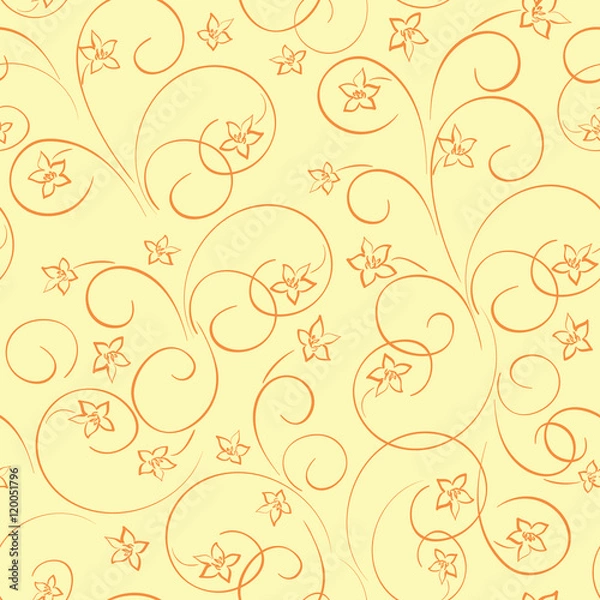 Fototapeta yellow floral background - vector seamless pattern with flowers