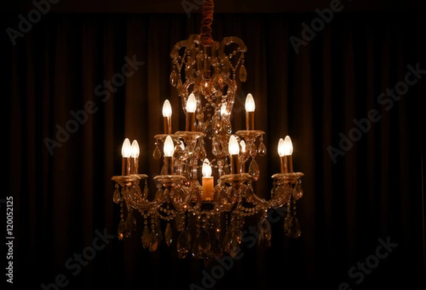 Obraz shining chandelier and curtain