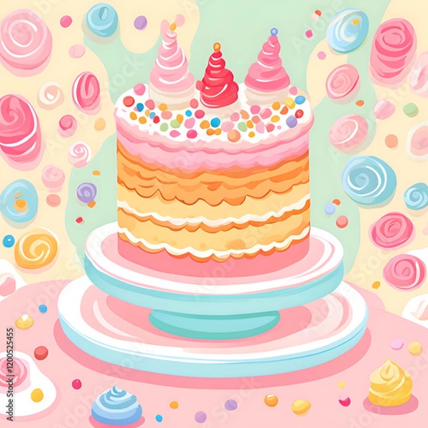 Obraz cute cake pattern background