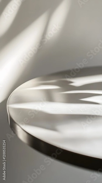 Fototapeta Round Tabletop with Leaf Shadows