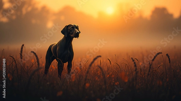 Fototapeta Lion and dog illustration in an autumn-themed cartoon style featuring cute animal characters.

