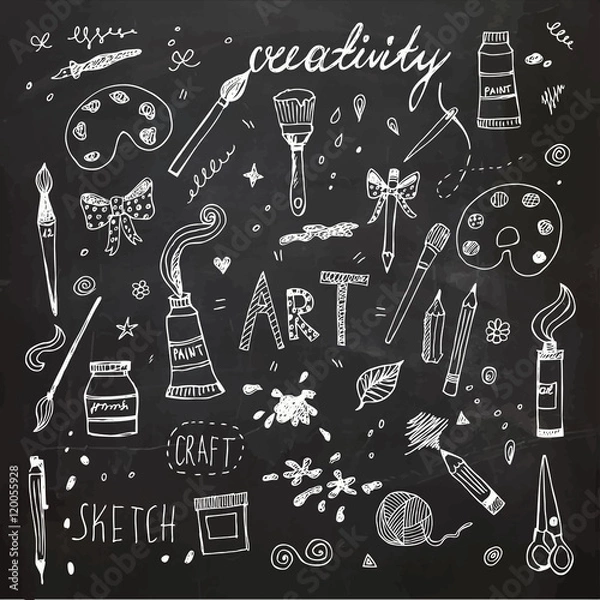Obraz Hand drawn Art and Craft vector symbols and objects