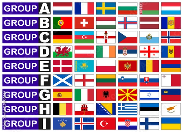 Fototapeta Flags of European  football group