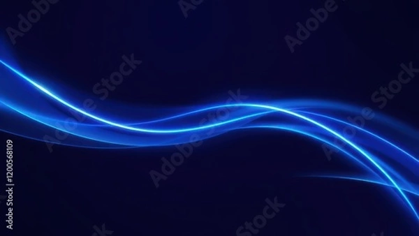 Fototapeta a blue wave of light on a black background