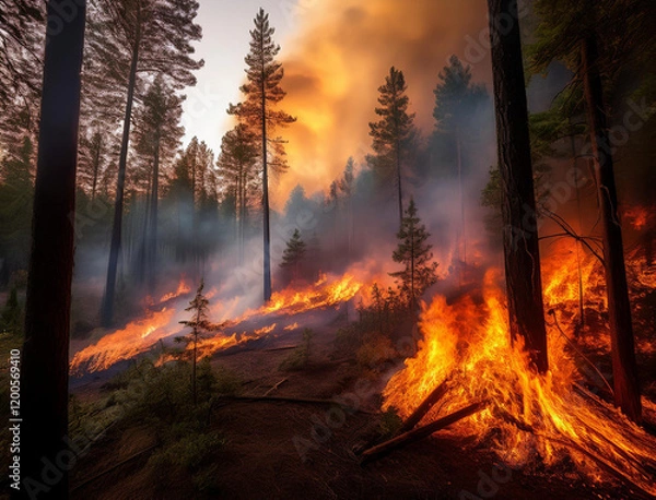 Fototapeta 森林火災